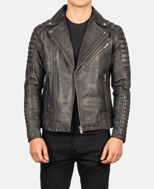 Armand Distressed Brown Leather Biker Jacket