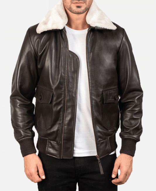 Airin G-1 Brown Leather Bomber Jacket