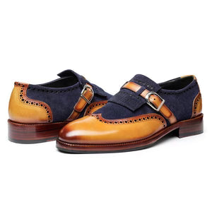 Wingtip Brogue Kiltie Monk Strap Navy Suede