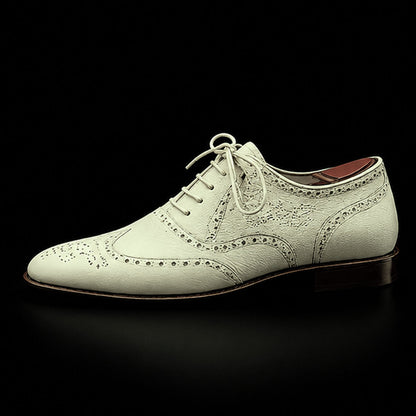 The Chestnut – White Genuine Leather Wingtip Oxford | Leather Shoe