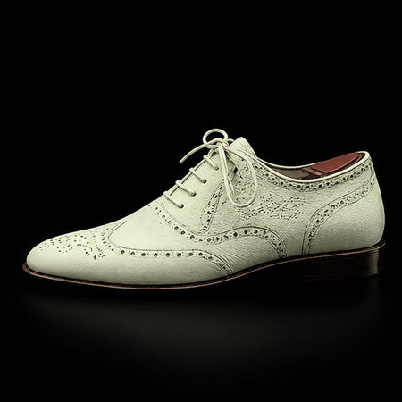 The Chestnut – White Genuine Leather Wingtip Oxford | Leather Shoe