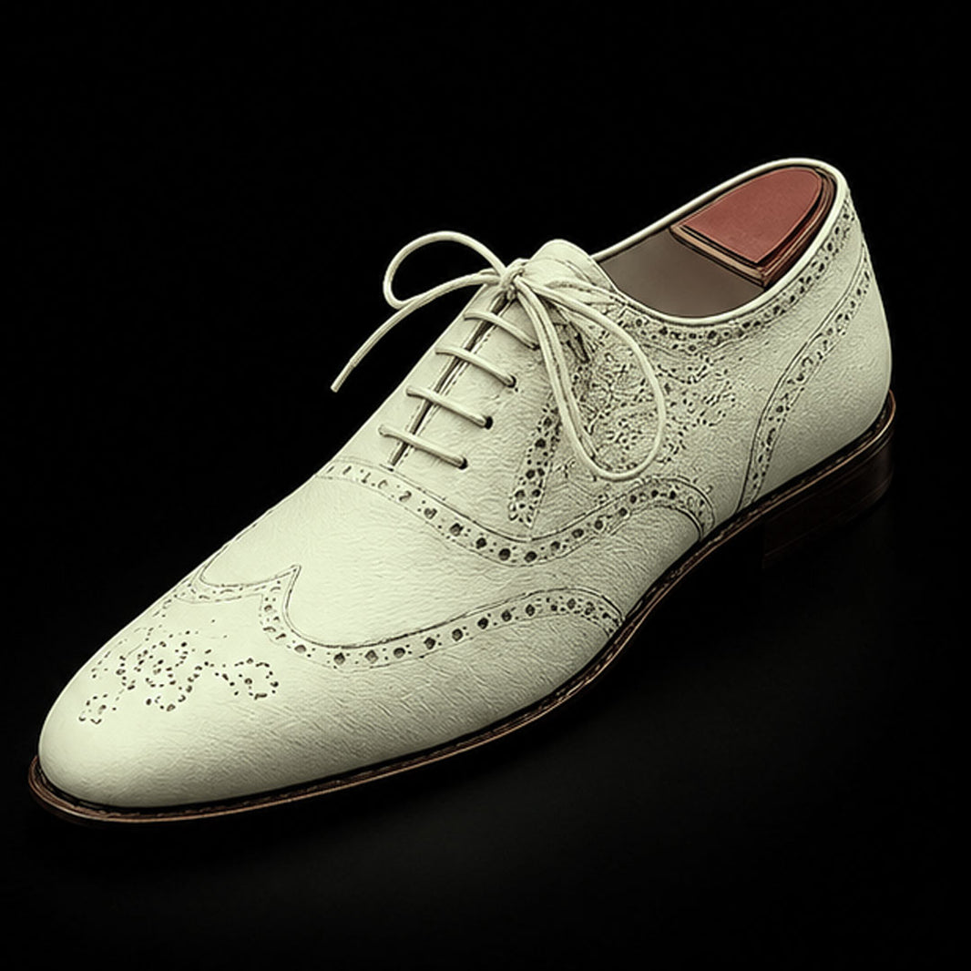 The Chestnut – White Genuine Leather Wingtip Oxford | Leather Shoe