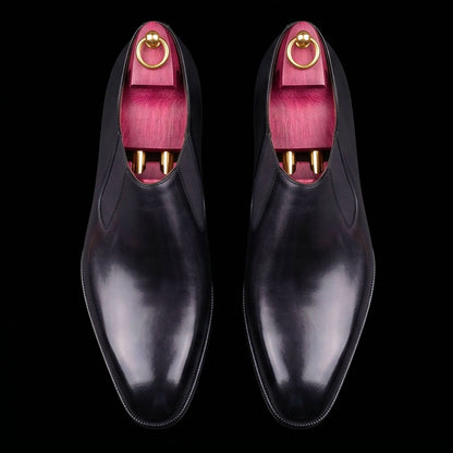The Skiver – Black Calf Leather Demi Chelsea | Leather Shoe