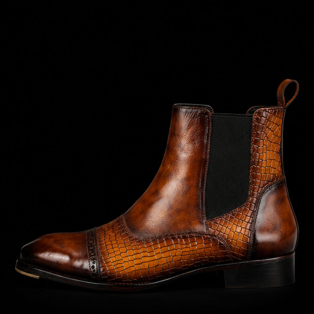 Captoe Chelsea Boots Croc Tan