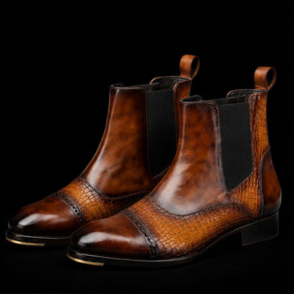 Captoe Chelsea Boots Croc Tan