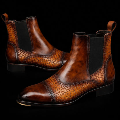 Captoe Chelsea Boots Croc Tan