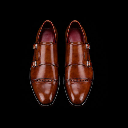 Captoe Sole Monk Strap Brown