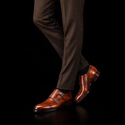 Captoe Sole Monk Strap Brown