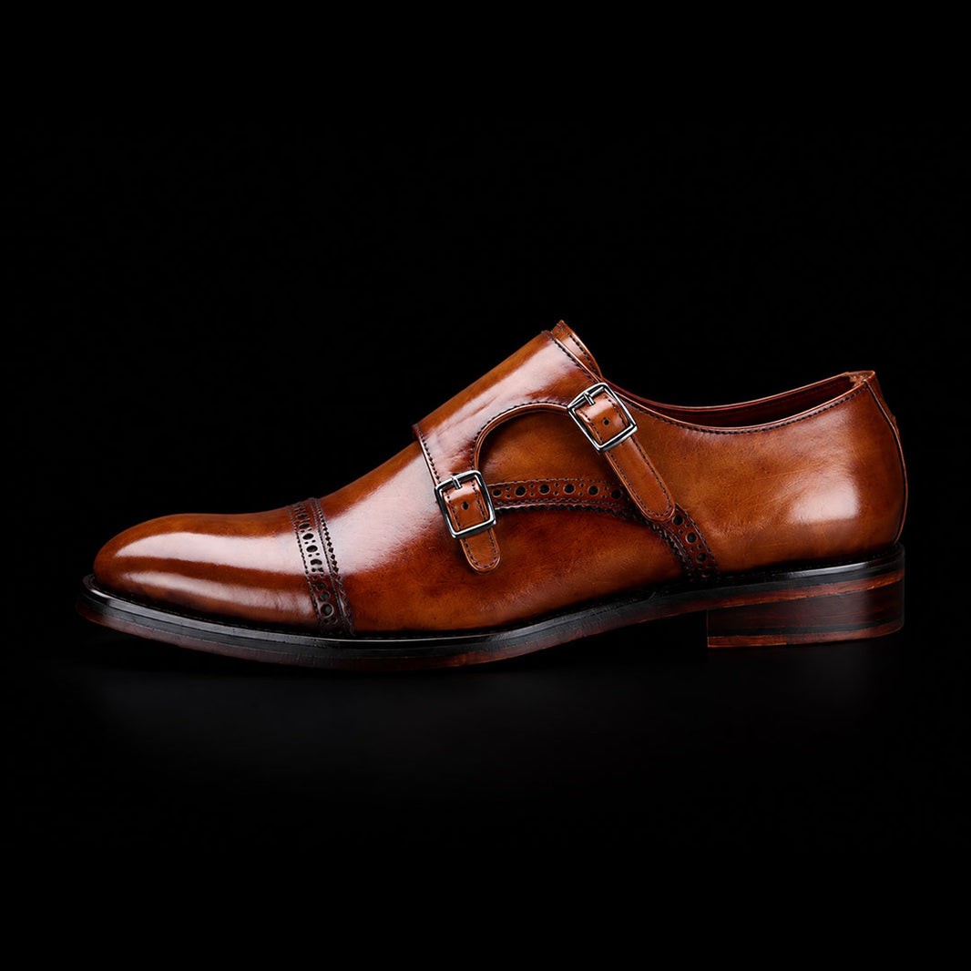 Captoe Sole Monk Strap Brown