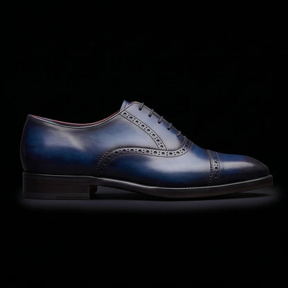 The Saffiano – Navy Blue Cap Toe Oxford | Leather Shoe