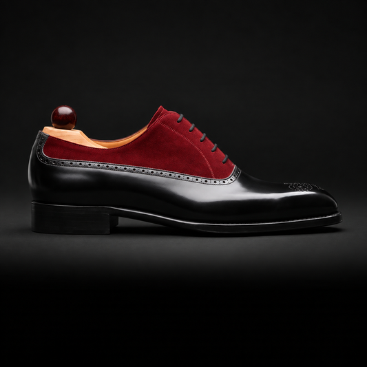 The Heritage – Black & Maroon Suede Oxford | Leather Shoe