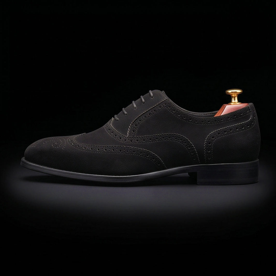 The Divider – Black Suede Wingtip Oxford | Leather Shoe