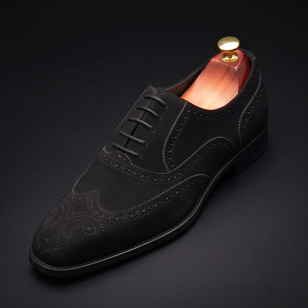 The Divider – Black Suede Wingtip Oxford | Leather Shoe