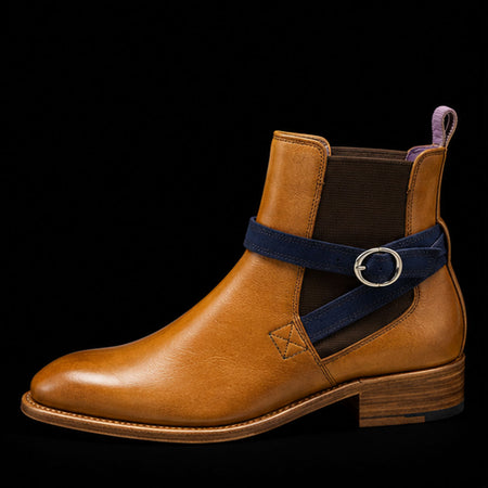 Handmade Men's Tan Brown Leather Jodhpur Boots