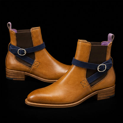 Handmade Men's Tan Brown Leather Jodhpur Boots