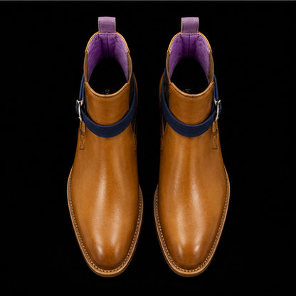 Handmade Men's Tan Brown Leather Jodhpur Boots
