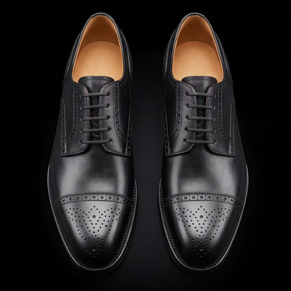 Men's Black Leather Handmade Oxford Shoes