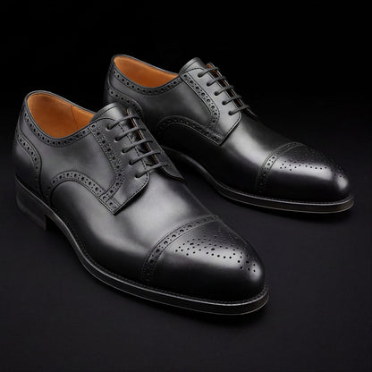 Men's Black Leather Handmade Oxford Shoes