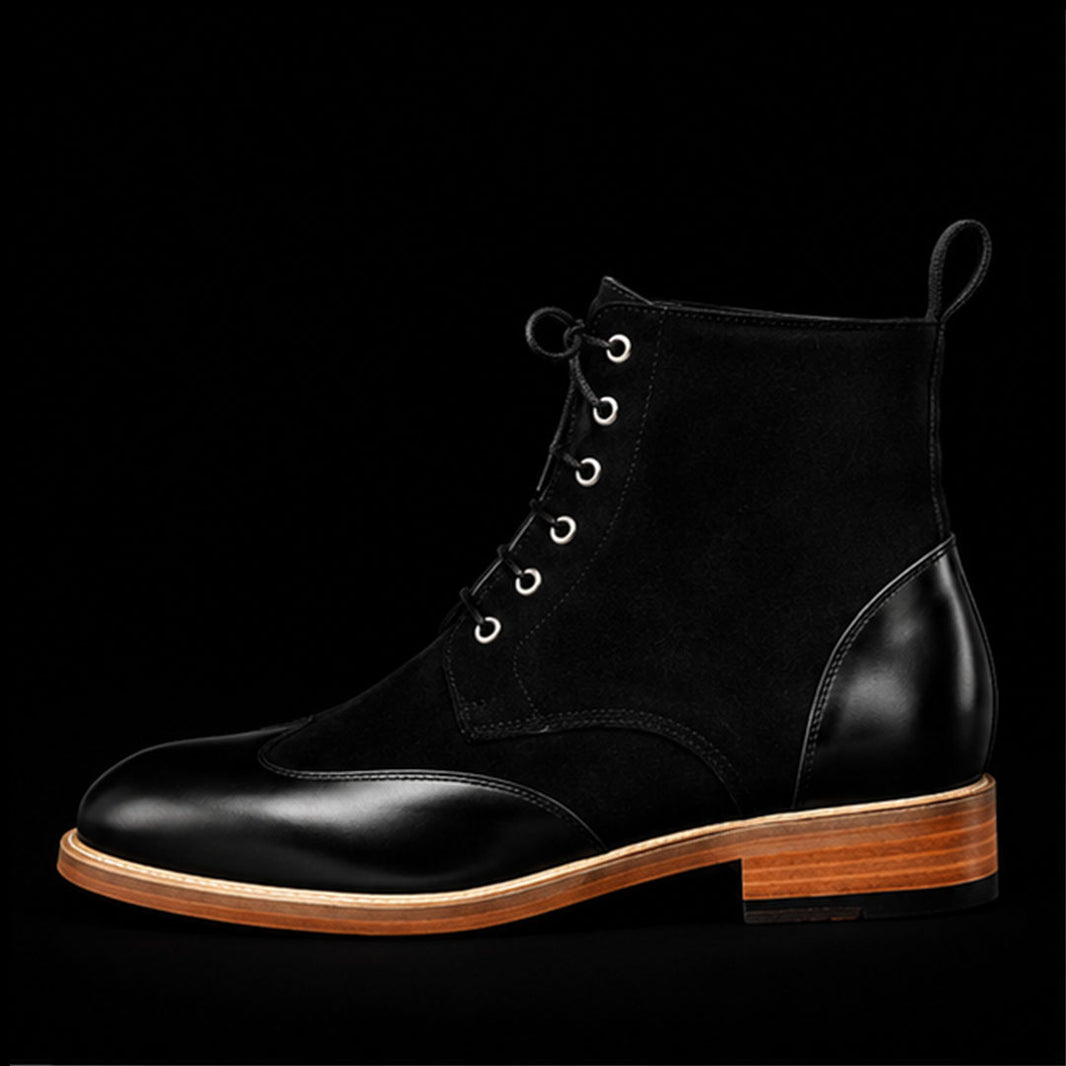 Men's Black Leather & Suede Ankle High Casual Boots