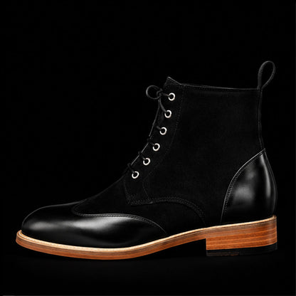 Men's Black Leather & Suede Ankle High Casual Boots
