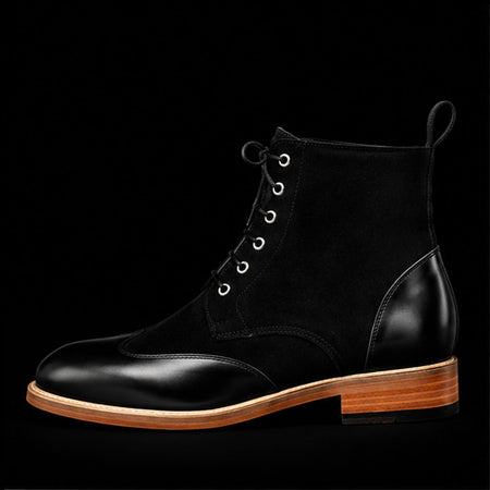 Men's Black Leather & Suede Ankle High Casual Boots