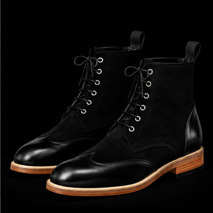 Men's Black Leather & Suede Ankle High Casual Boots