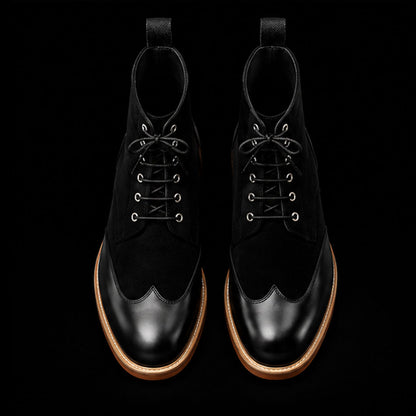 Men's Black Leather & Suede Ankle High Casual Boots
