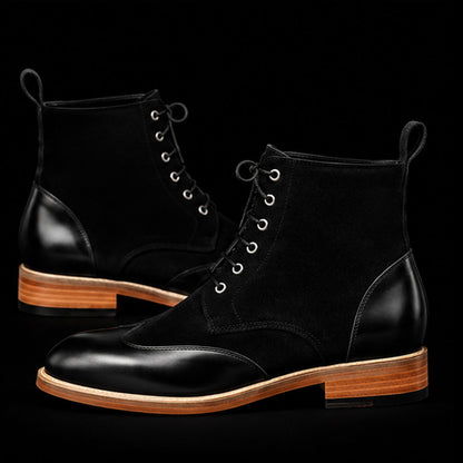 Men's Black Leather & Suede Ankle High Casual Boots