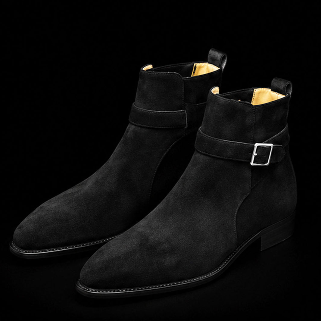 Men's Black Suede Leather Jodhpur Boots
