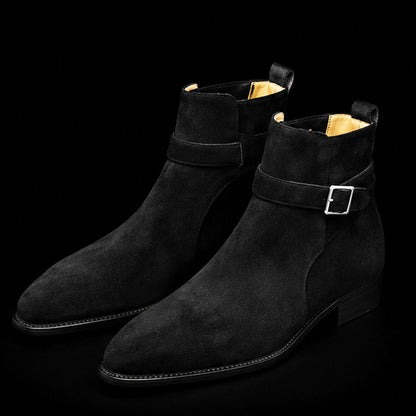 Men's Black Suede Leather Jodhpur Boots