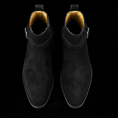 Men's Black Suede Leather Jodhpur Boots