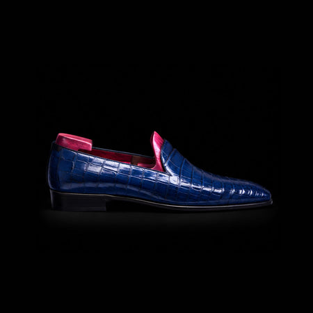 Men's Blue Alligator Leather Slip On Loafers