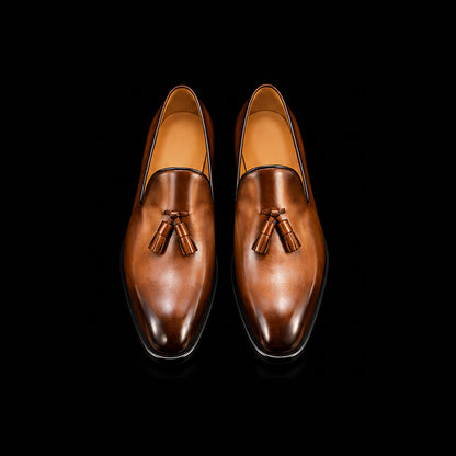Men's Brown Leather Chaplin Tassel Loafers