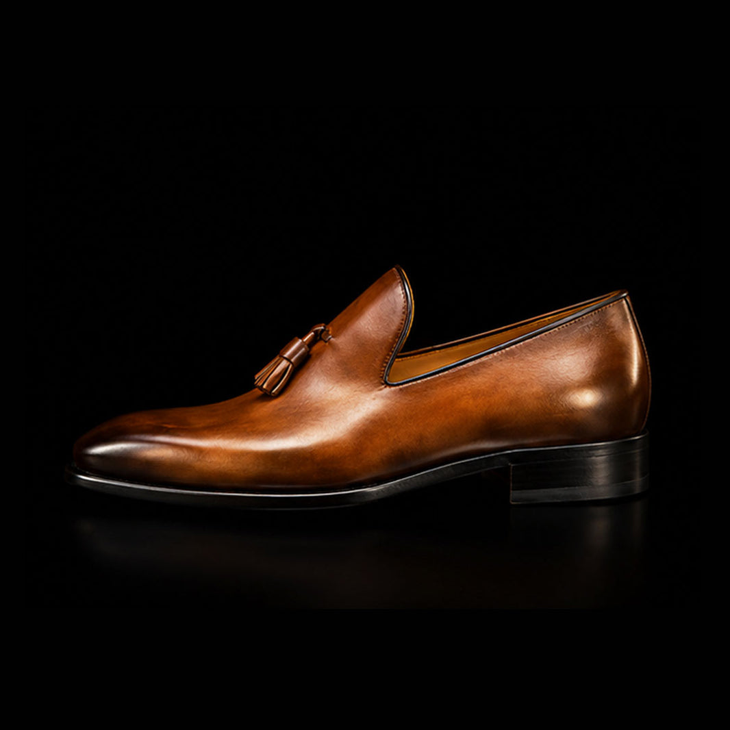 Men's Brown Leather Chaplin Tassel Loafers