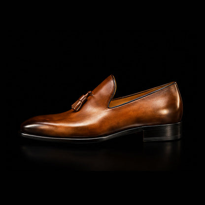Men's Brown Leather Chaplin Tassel Loafers