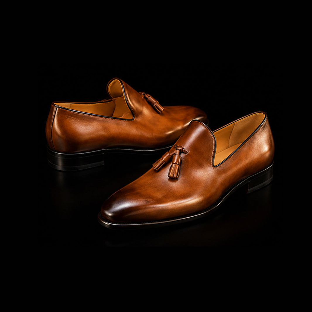 Men's Brown Leather Chaplin Tassel Loafers