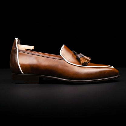 Men's Brown Leather Tasseled Moccasin Loafers