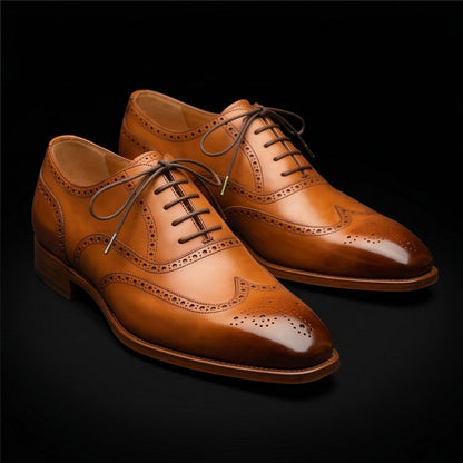 Men's Brown Leather Wingtip Brogue Oxford Shoes