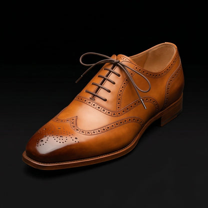 Men's Brown Leather Wingtip Brogue Oxford Shoes