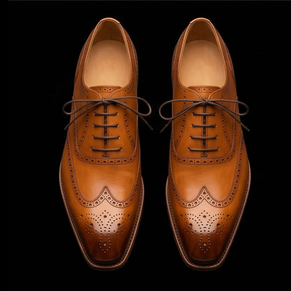Men's Brown Leather Wingtip Brogue Oxford Shoes