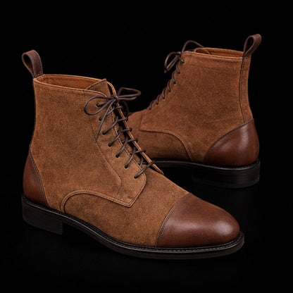 Men's Brown Suede Leather Ankle High Boots