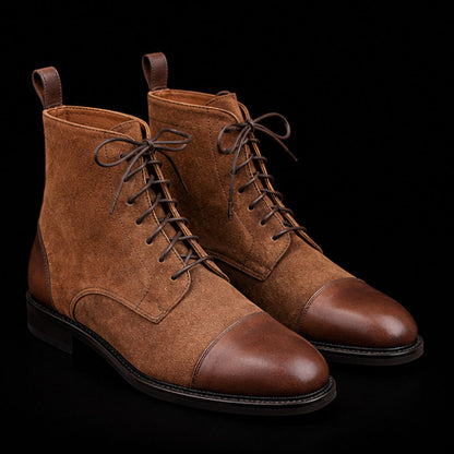 Men's Brown Suede Leather Ankle High Boots