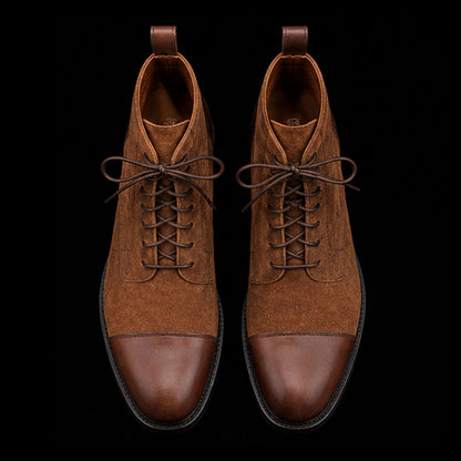 Men's Brown Suede Leather Ankle High Boots