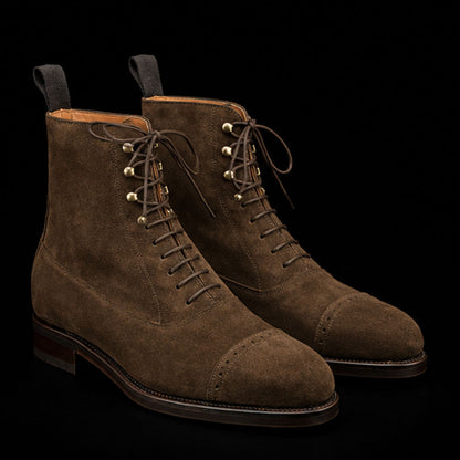 Men's Brown Suede Leather Ankle High Dress Boots