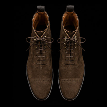 Men's Brown Suede Leather Ankle High Dress Boots