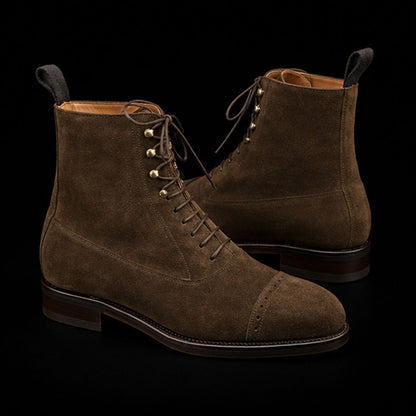 Men's Brown Suede Leather Ankle High Dress Boots