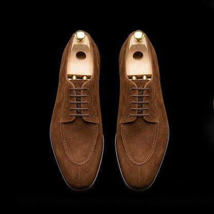 Men's Brown Suede Slip Toe Formal Dress Shoes