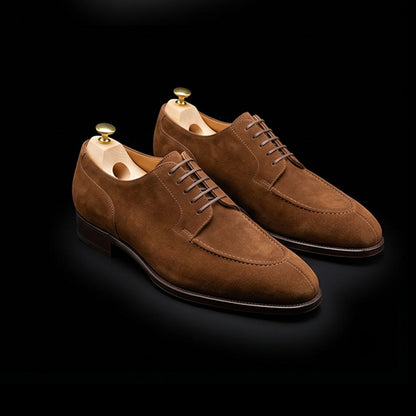 Men's Brown Suede Slip Toe Formal Dress Shoes