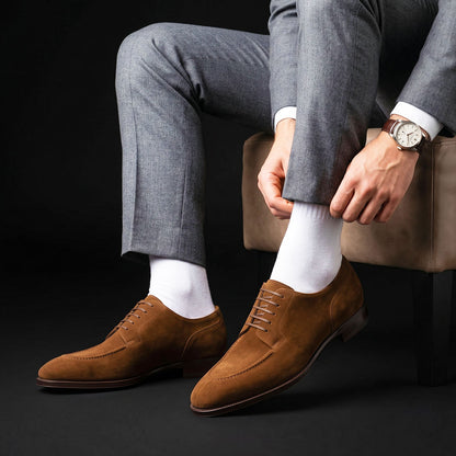 Men's Brown Suede Slip Toe Formal Dress Shoes