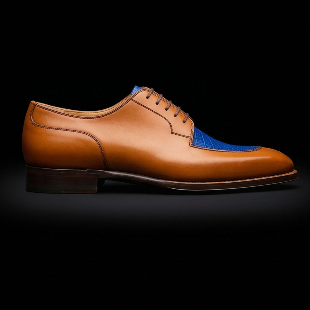 Men's Brown & Blue Leather Luxury Oxford Shoes